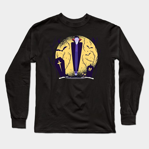 The creepy count comes out of the grave for Halloween Long Sleeve T-Shirt by rueckemashirt